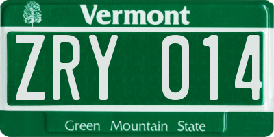VT license plate ZRY014