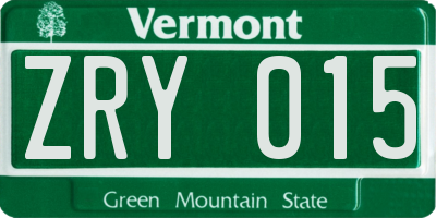 VT license plate ZRY015
