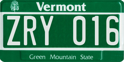 VT license plate ZRY016