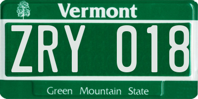 VT license plate ZRY018