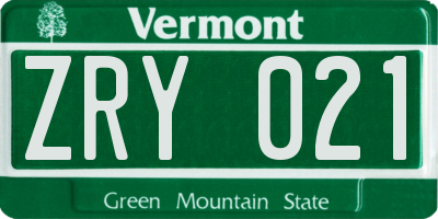 VT license plate ZRY021