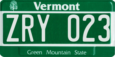 VT license plate ZRY023