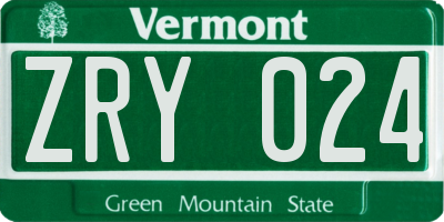 VT license plate ZRY024