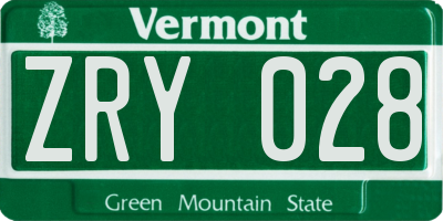 VT license plate ZRY028