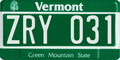 VT license plate ZRY031