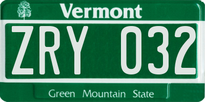 VT license plate ZRY032