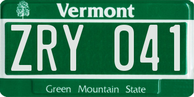 VT license plate ZRY041