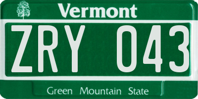 VT license plate ZRY043