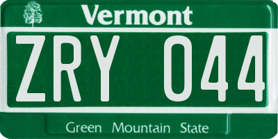 VT license plate ZRY044