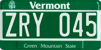 VT license plate ZRY045