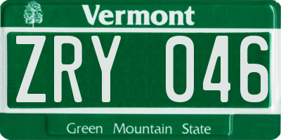 VT license plate ZRY046