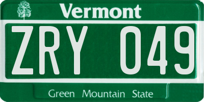 VT license plate ZRY049