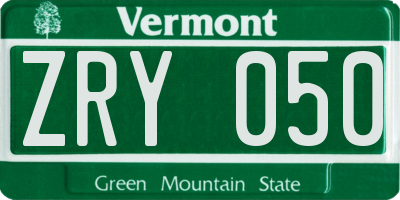 VT license plate ZRY050