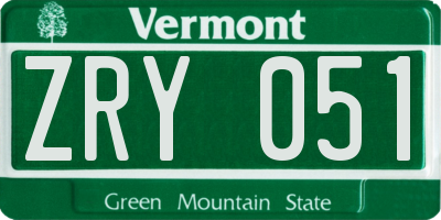 VT license plate ZRY051