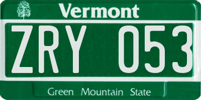 VT license plate ZRY053