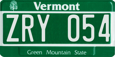 VT license plate ZRY054