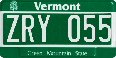 VT license plate ZRY055