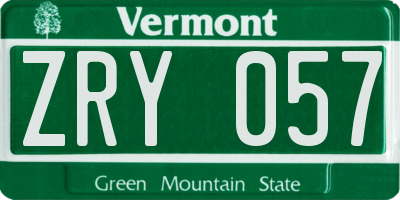 VT license plate ZRY057