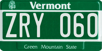 VT license plate ZRY060