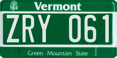 VT license plate ZRY061