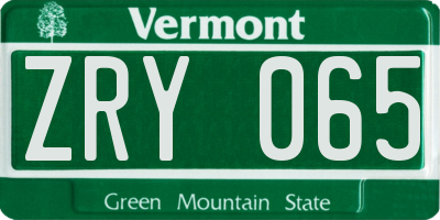 VT license plate ZRY065