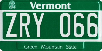 VT license plate ZRY066