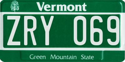 VT license plate ZRY069