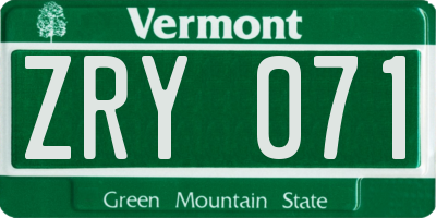 VT license plate ZRY071