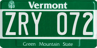 VT license plate ZRY072