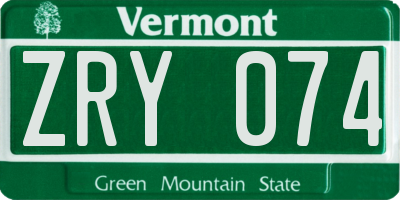 VT license plate ZRY074