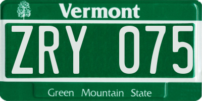 VT license plate ZRY075