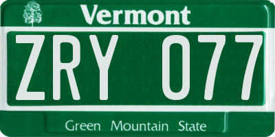 VT license plate ZRY077