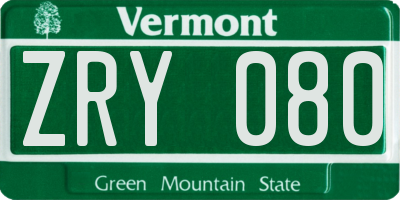 VT license plate ZRY080