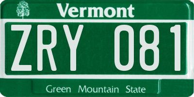 VT license plate ZRY081