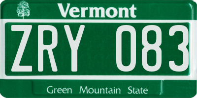 VT license plate ZRY083