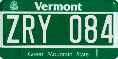 VT license plate ZRY084