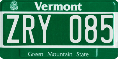 VT license plate ZRY085