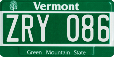 VT license plate ZRY086