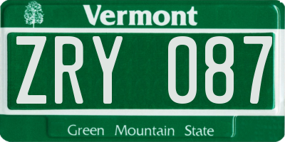VT license plate ZRY087