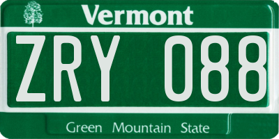 VT license plate ZRY088