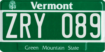VT license plate ZRY089