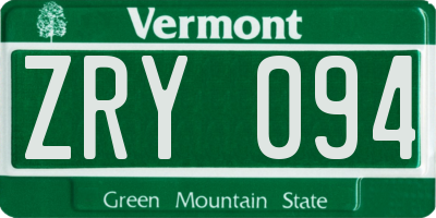 VT license plate ZRY094