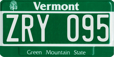 VT license plate ZRY095