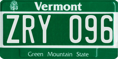 VT license plate ZRY096