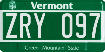 VT license plate ZRY097