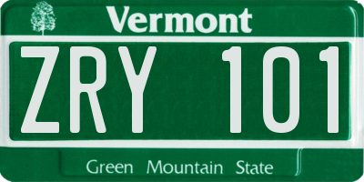 VT license plate ZRY101