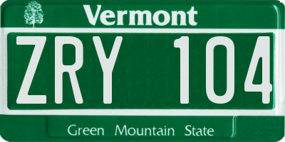 VT license plate ZRY104