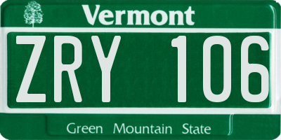 VT license plate ZRY106