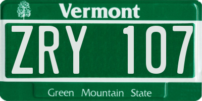 VT license plate ZRY107