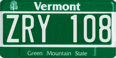 VT license plate ZRY108